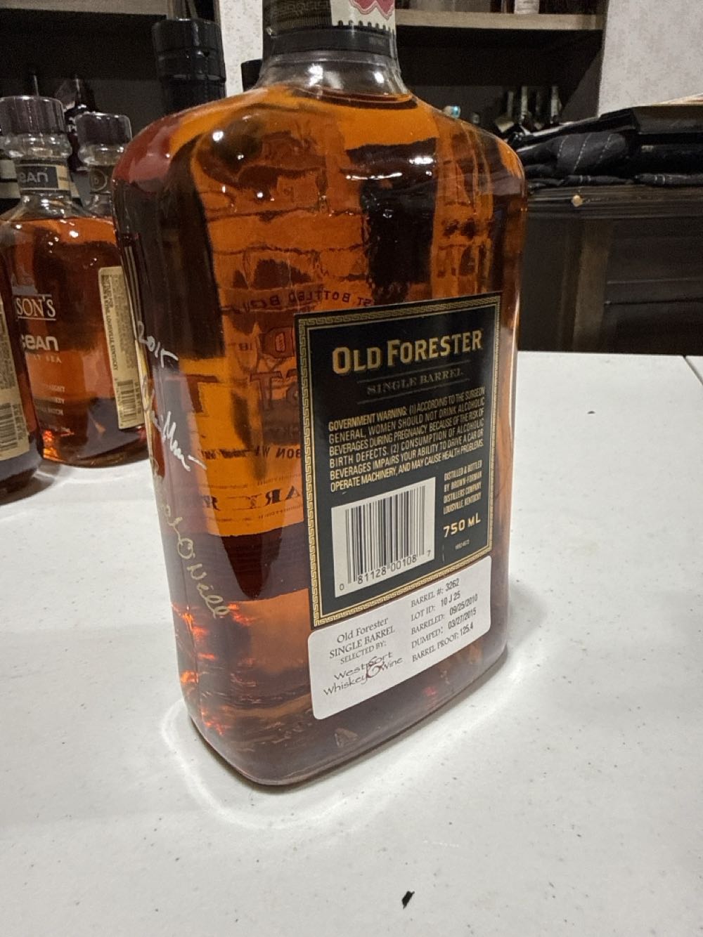Old Forester Single Barrel - WWW - Brown Foreman Distillers, Louisville, KY (750 mL) alcohol collectible [Barcode 081128001087] - Main Image 2