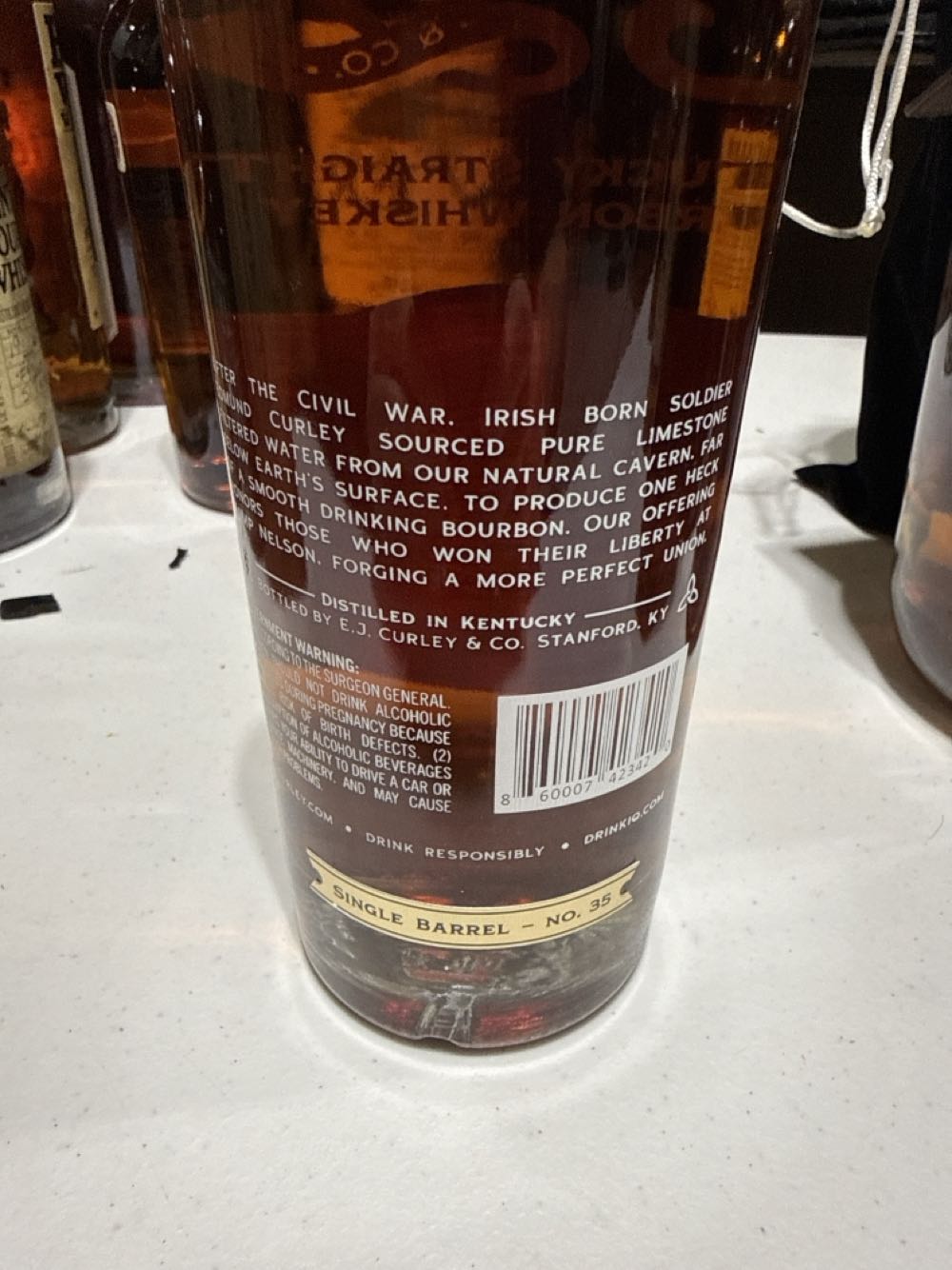 E. J. Curley Single Barrel - E. J. Curley & Co. (750 mL) alcohol collectible [Barcode 860007423420] - Main Image 2