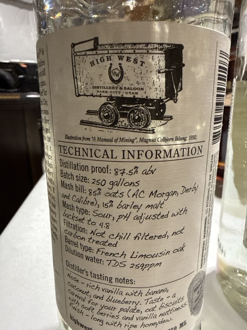 High West Silver Whiskey Western Oat - High West Distillery (750 mL) alcohol collectible [Barcode 854396005107] - Main Image 2