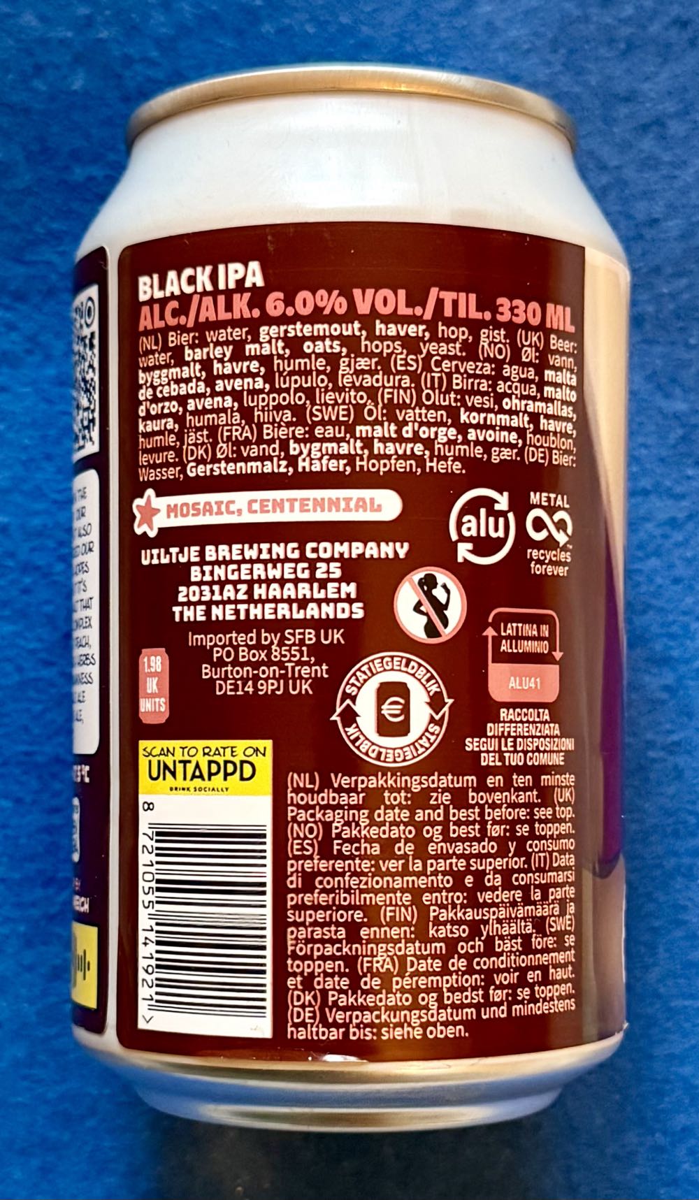 #Roastme - Uiltje Brewing Company (330 mL) alcohol collectible [Barcode 8721055141921] - Main Image 3