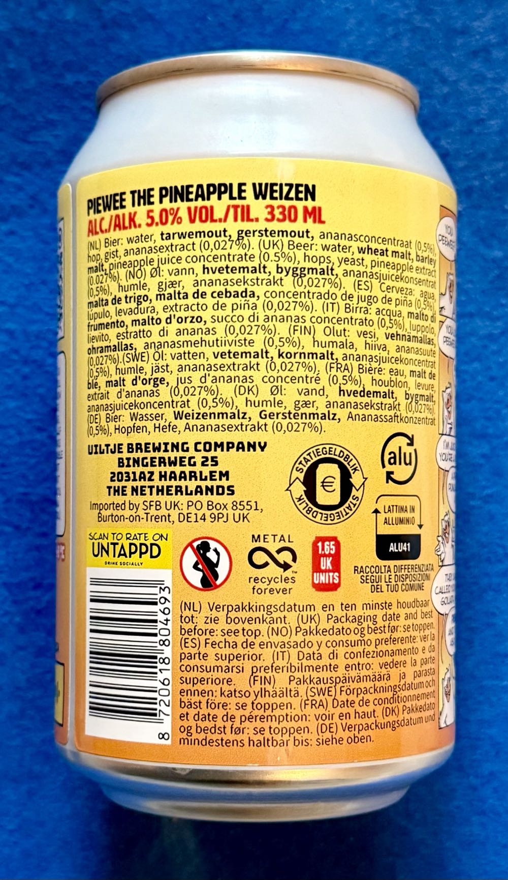 Piewee - Uiltje Brewing Company (330 mL) alcohol collectible [Barcode 8720618804693] - Main Image 3
