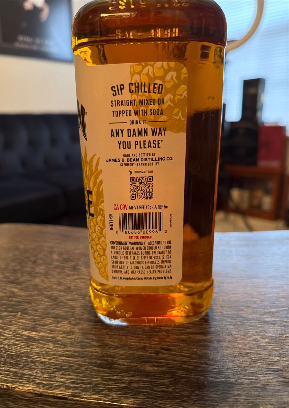 Jim Beam Pineapple Bourbon 1l Nv L. 1 Liqueur Infused With Flavored - James B Beam Distilling Co (1 L) alcohol collectible [Barcode 080686009962] - Main Image 3