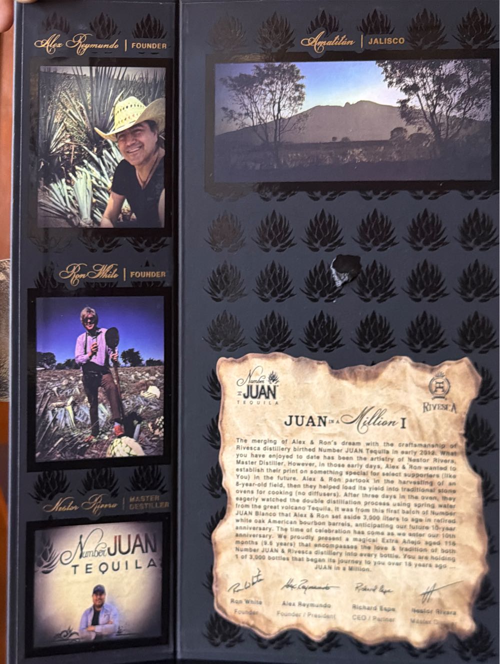 Number Juan In Million Extra Nejo Tequila 750ml Anejo - Rivesca, S.A. de C.V. (750 mL) alcohol collectible [Barcode 051497326395] - Main Image 2