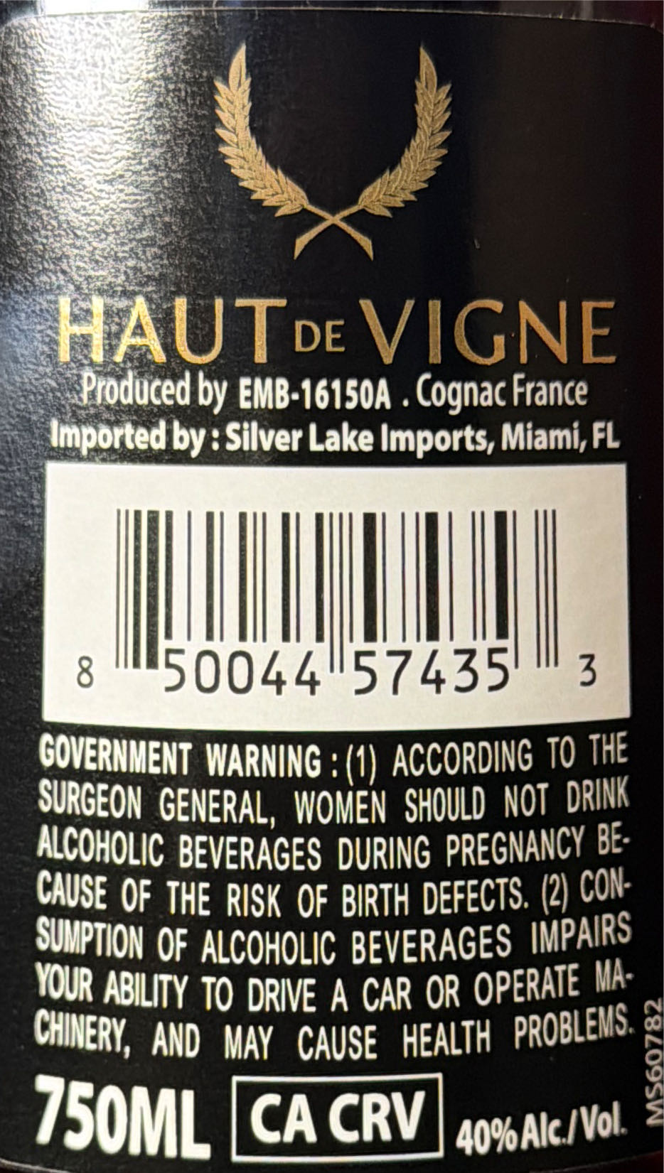 Haut de Vigne - Silver lake imports (750 mL) alcohol collectible [Barcode 850044574353] - Main Image 2
