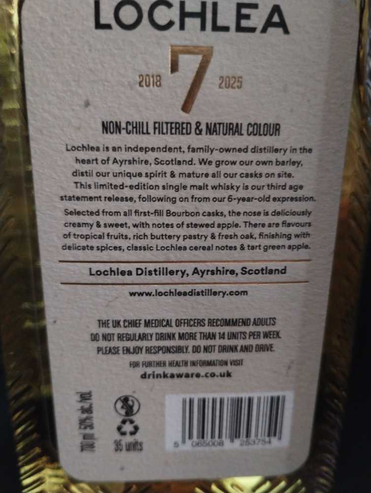 Lochlea 7yo - Lochlea Distillery (700 mL) alcohol collectible [Barcode 5065008253754] - Main Image 3