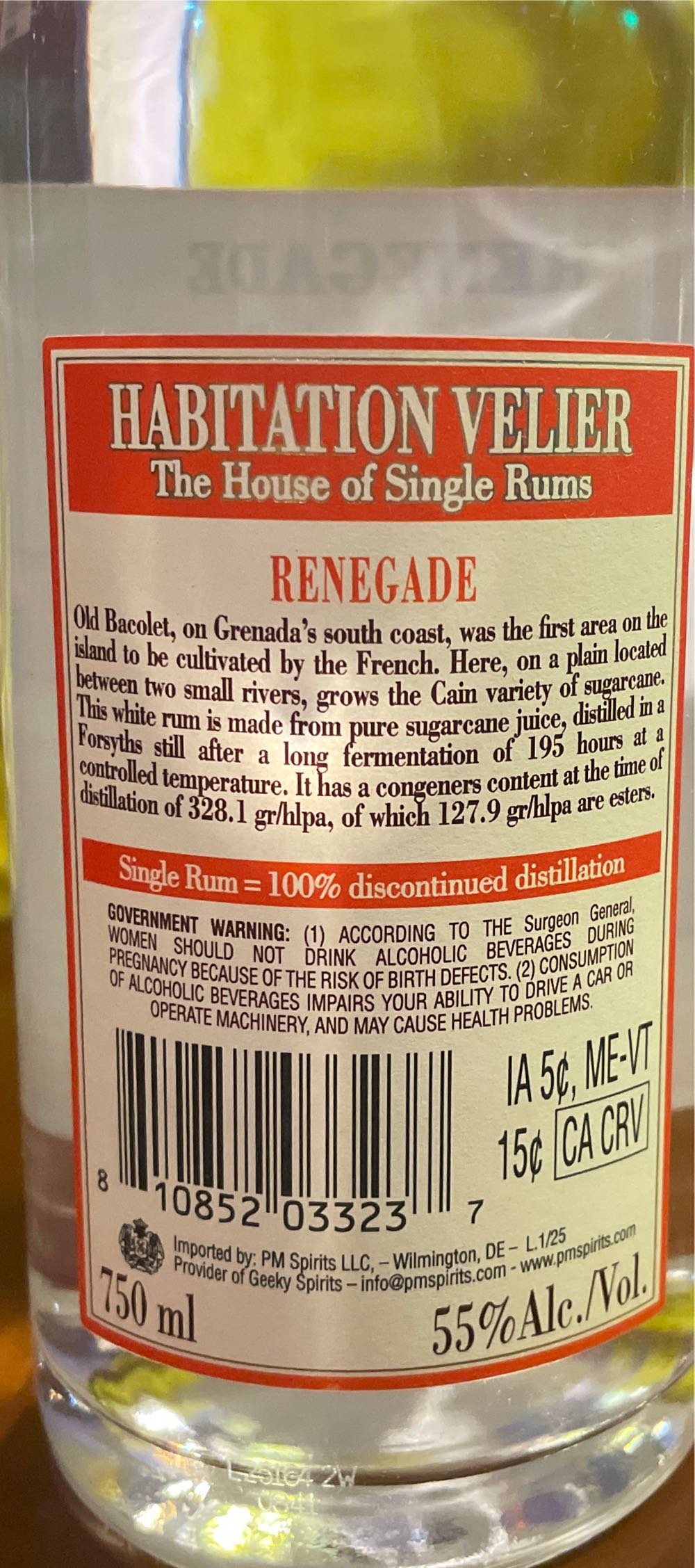 Habitation Velier Renegade Old Bacolet Long Fermentation - Renegrade Rum Distillery (750 mL) alcohol collectible [Barcode 810852033237] - Main Image 2