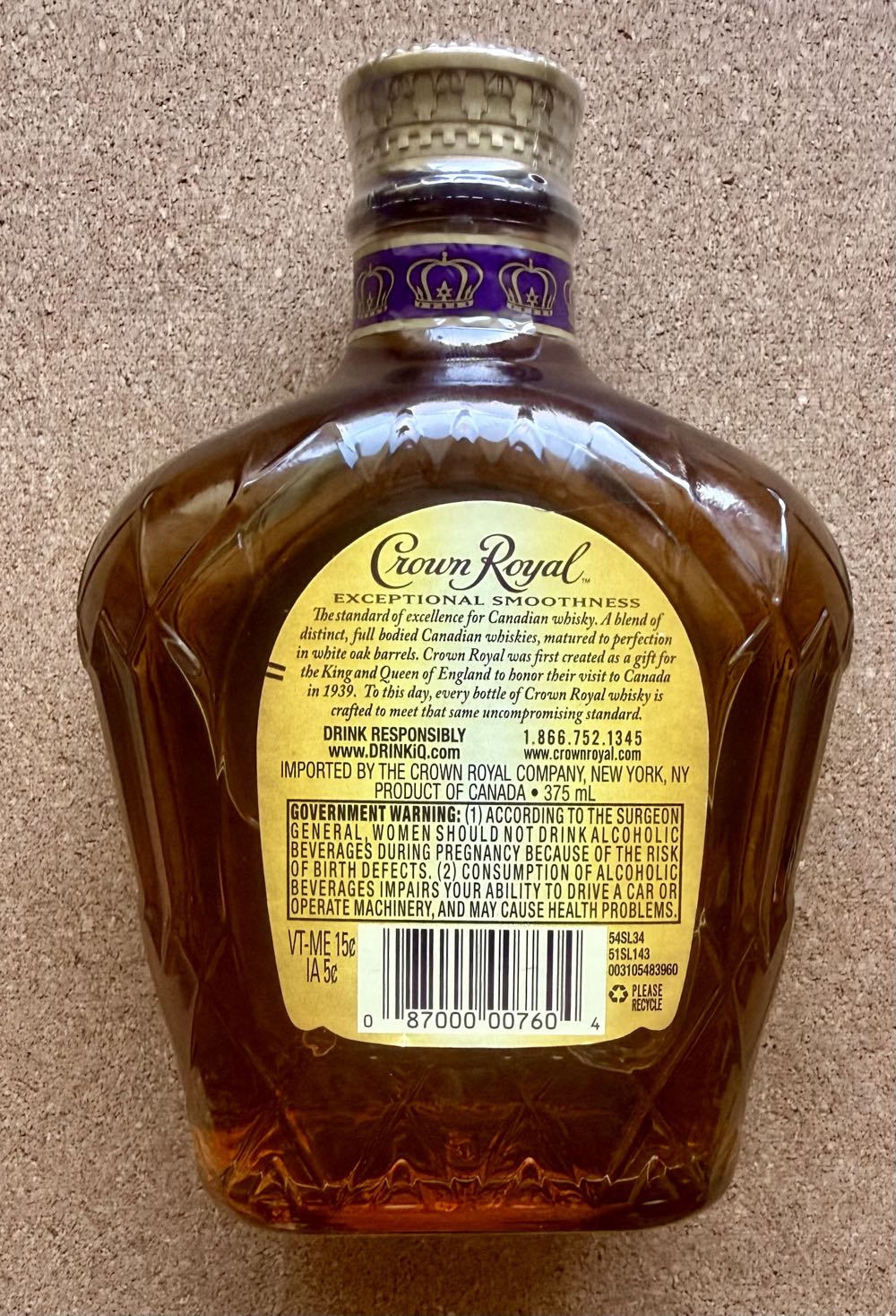 Crown Royal (Blended Canadian Whiskey)  alcohol collectible - Main Image 2