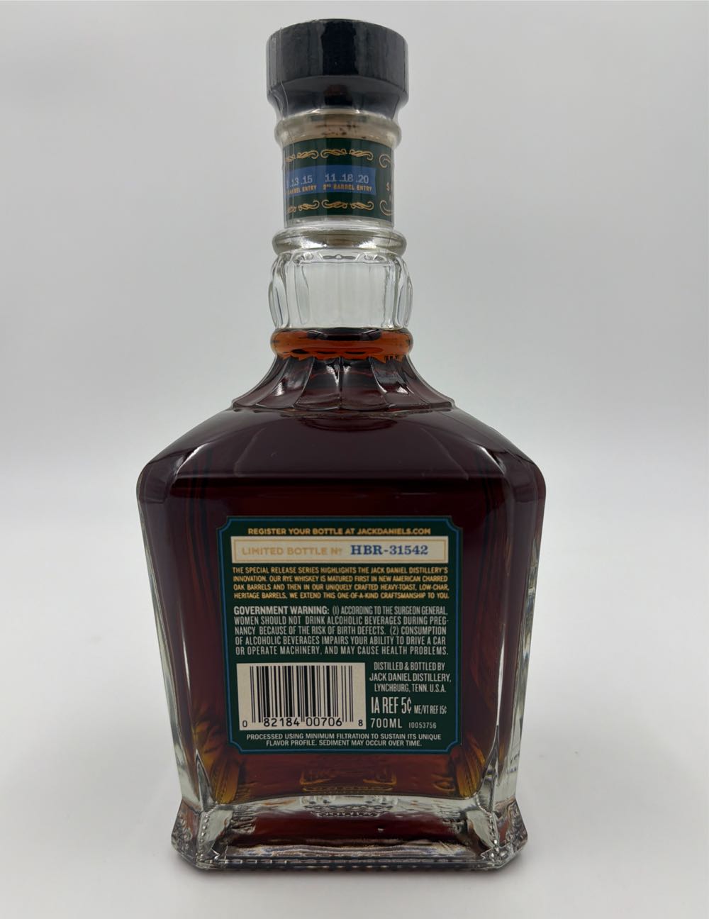 Jack Daniels Heritage Barrel Rye - Jack Daniels Distillery (700 mL) alcohol collectible - Main Image 2