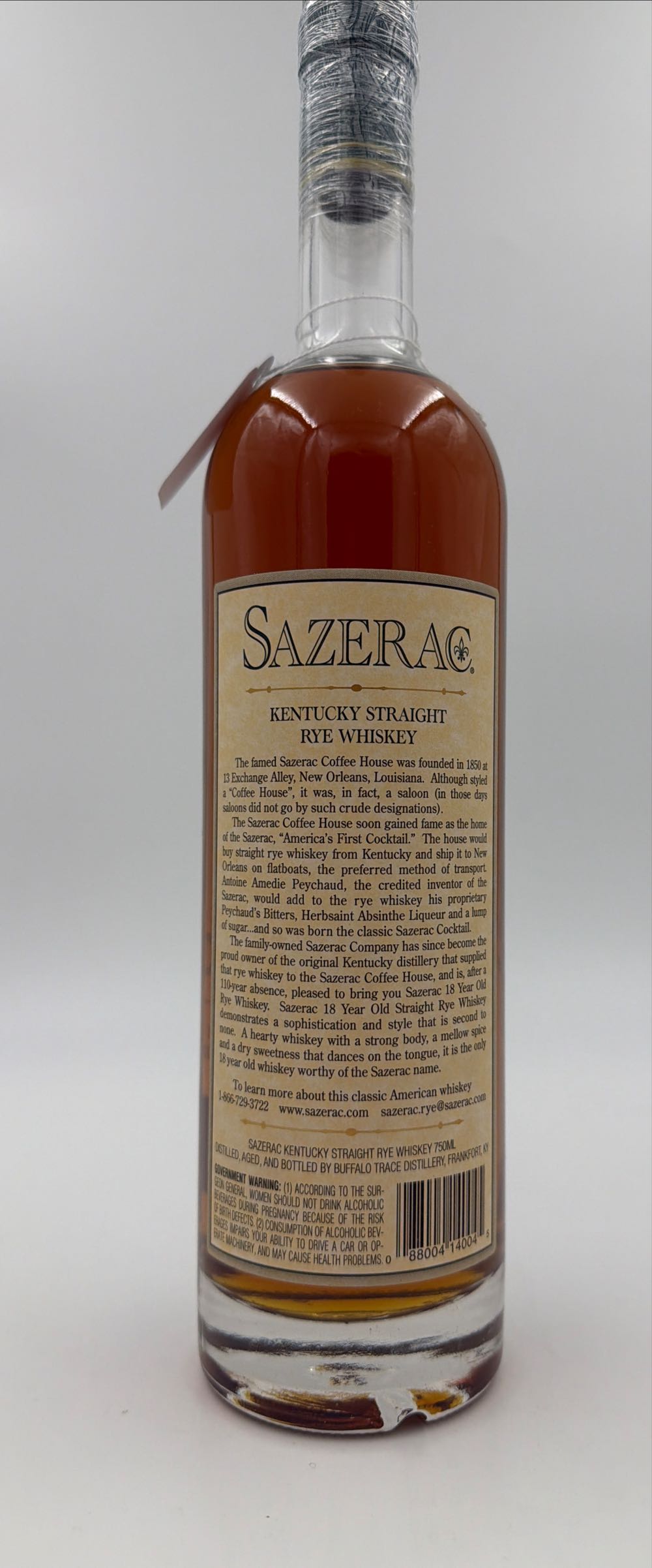 BTAC Sazerac 18 Year Old Rye 2016 - Buffalo Trace Distillery (750 mL) alcohol collectible - Main Image 2