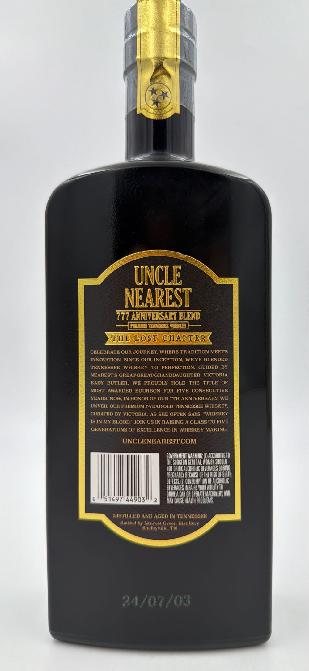 Uncle Nearest 777 Anniversary Blend - Nearest Green Distillery (750 mL) alcohol collectible - Main Image 2