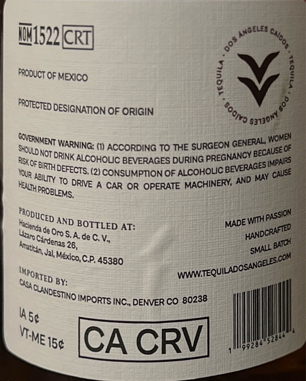 Dos Angeles Caidos Rosa Reposado Tequila - Dos Angeles Caidos (750 mL) alcohol collectible [Barcode 199284528444] - Main Image 2