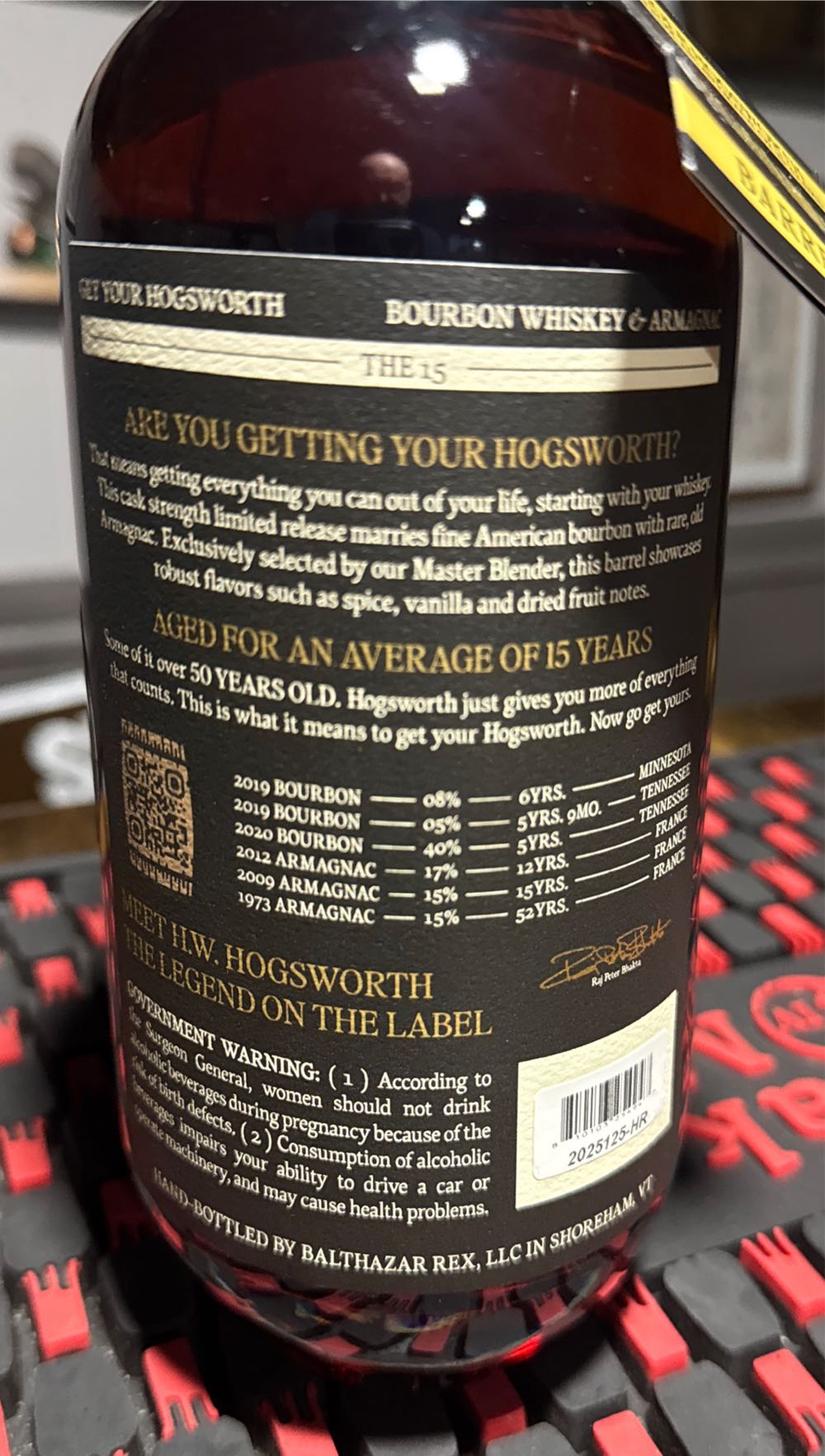 Bhakta Hogsworth The 15 L&K - Bottled By Balthazar Rex Shoreham Vt (750 mL) alcohol collectible [Barcode 810103254947] - Main Image 2