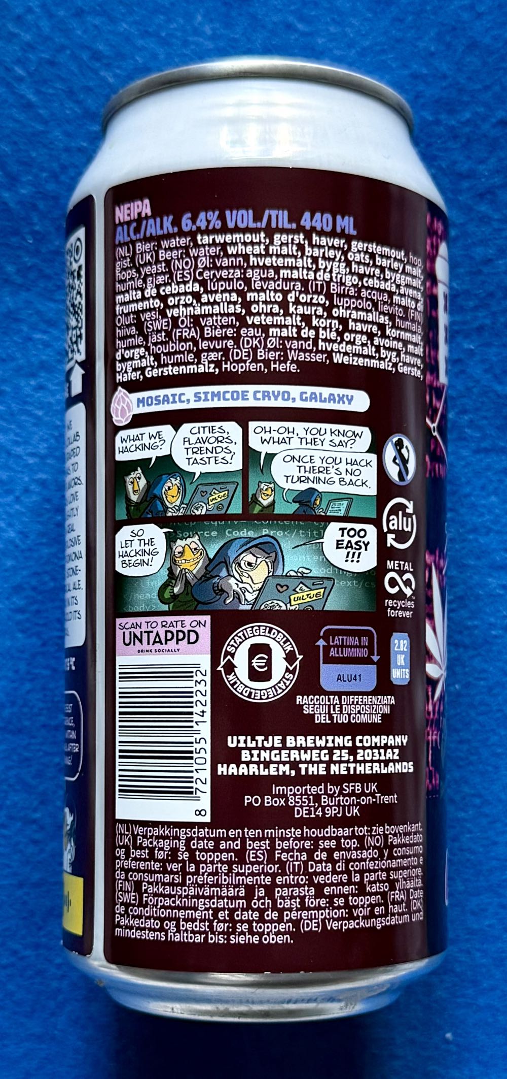 Data Driven Amsterdam - Uiltje Brewing Company (440 mL) alcohol collectible [Barcode 8721055142232] - Main Image 3