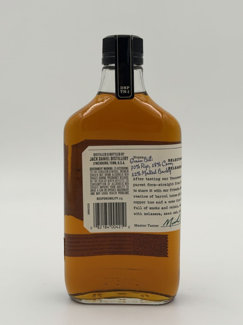 Jack Daniels Tennessee Tasters Barrel Peoof Rye  - Jack Daniels Distillery (375 mL) alcohol collectible - Main Image 2