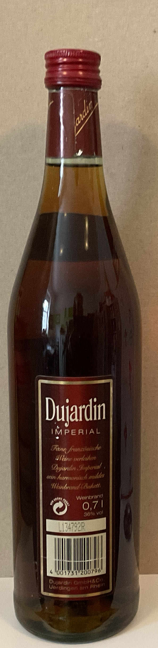 Dujardin Imperial Vsop Weinbrand 36% 07 Weinbrand 07  alcohol collectible [Barcode 4001731200796] - Main Image 2