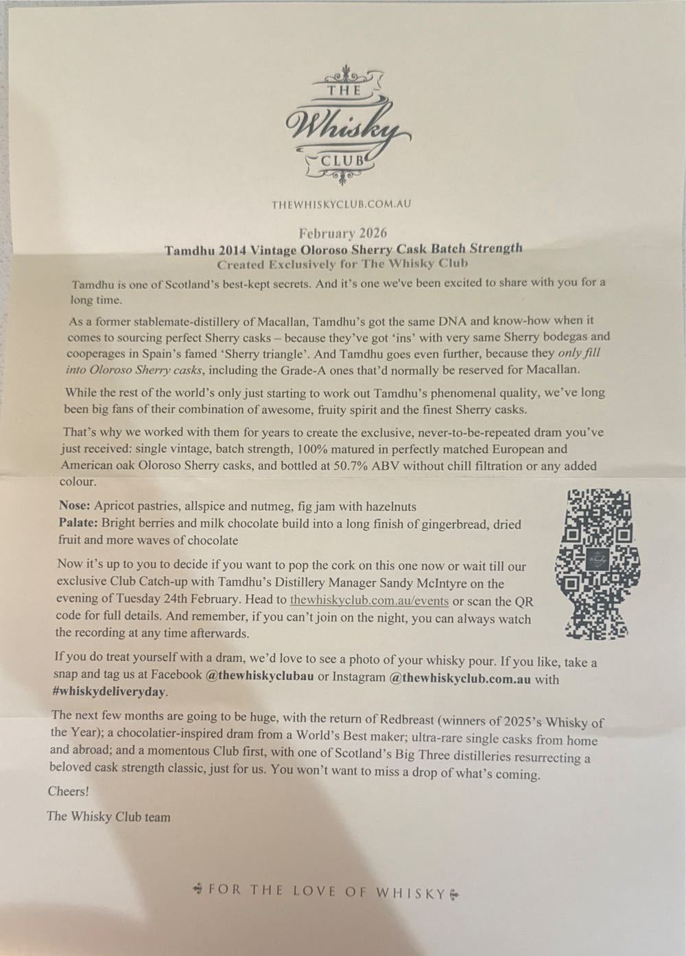 Tamdhu 2014 Vintage Oloroso Whisky - Tamdhu Distillery (700 mL) alcohol collectible [Barcode 5010852056969] - Main Image 2