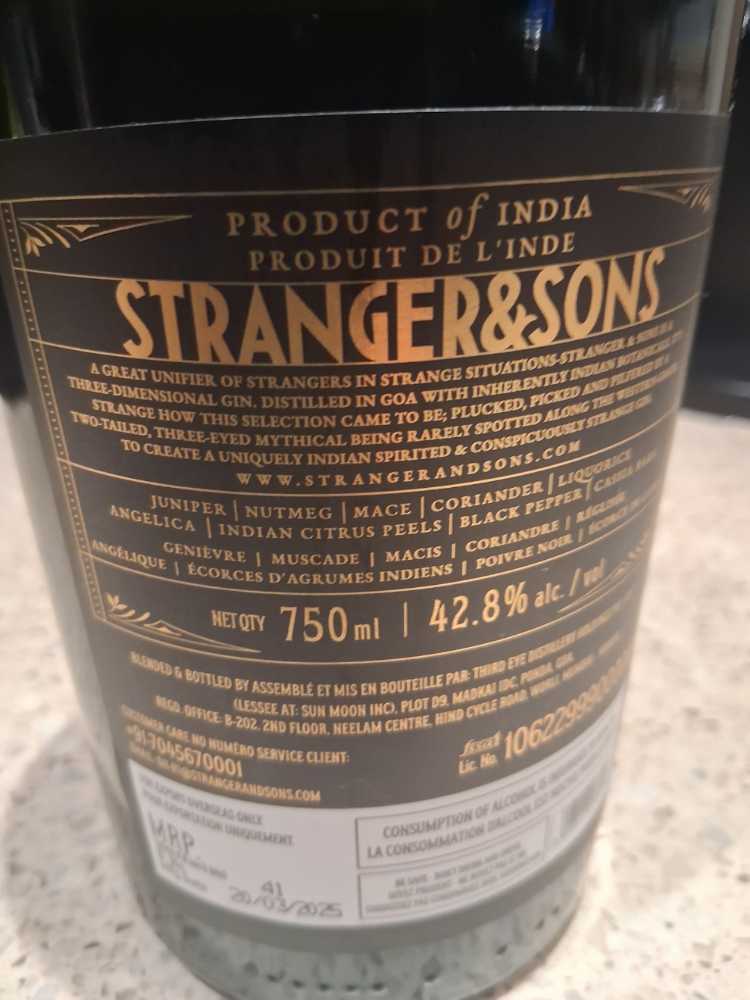Stranger & Sons Gin  alcohol collectible [Barcode 027537566946] - Main Image 2