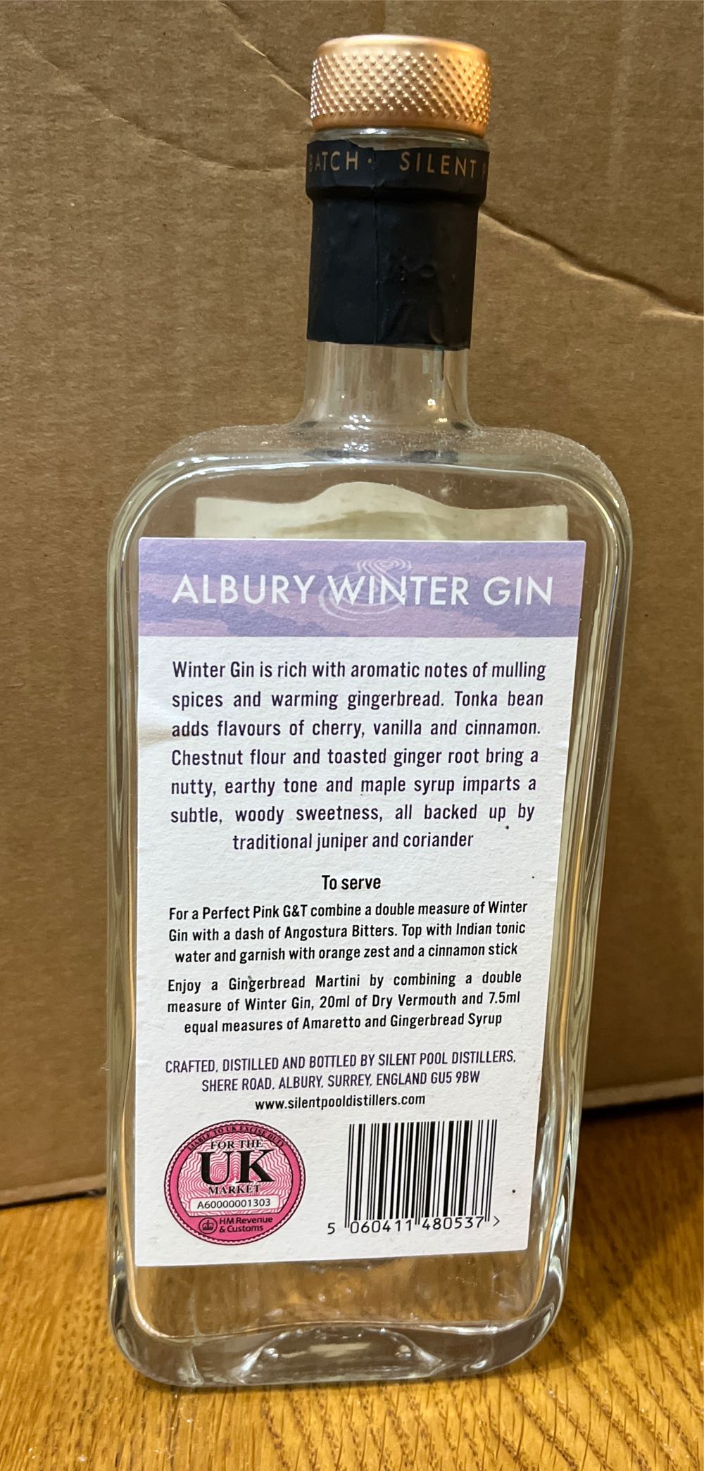 Albert Winter Gin - Silent Pool Distillery (500 mL) alcohol collectible [Barcode 5060411480537] - Main Image 2