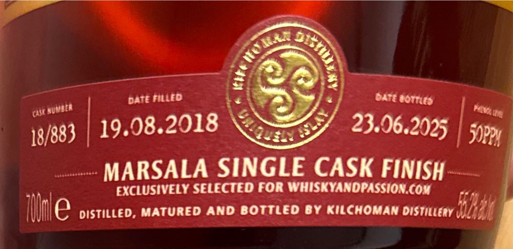 Kilchoman Marsala Finish 7yo - Kilchoman Distillery (700 mL) alcohol collectible [Barcode 5060210708856] - Main Image 4
