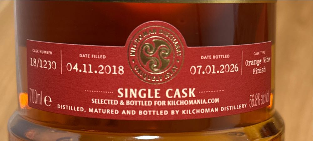 Kilchoman Orange Wine Cask Finish 5yo - Kilchoman Distillery (700 mL) alcohol collectible [Barcode 5060210709273] - Main Image 4