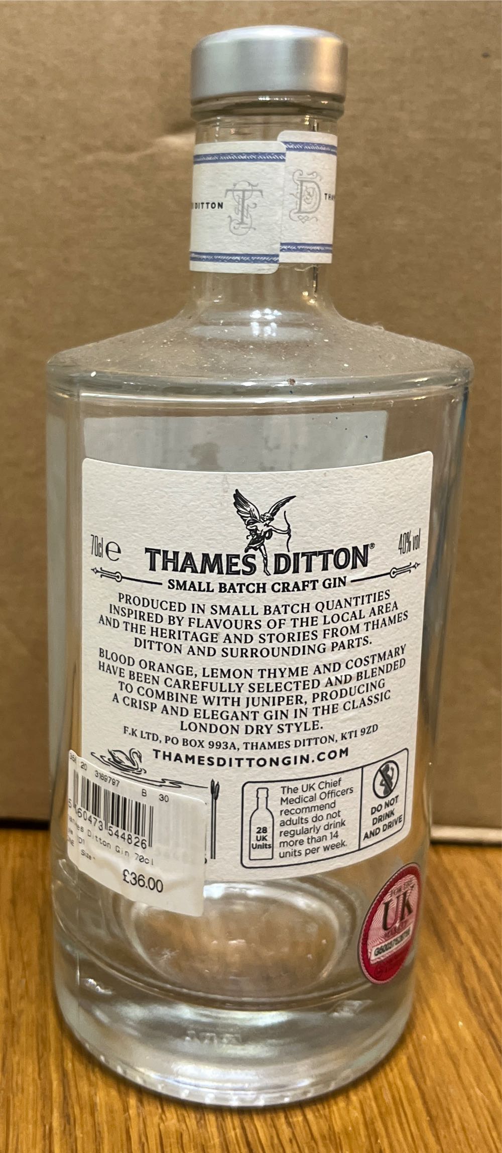 Thames Ditton Small Batch Gin Batch 04 - Thames Ditton Gin (700 mL) alcohol collectible [Barcode 5060473544826] - Main Image 2