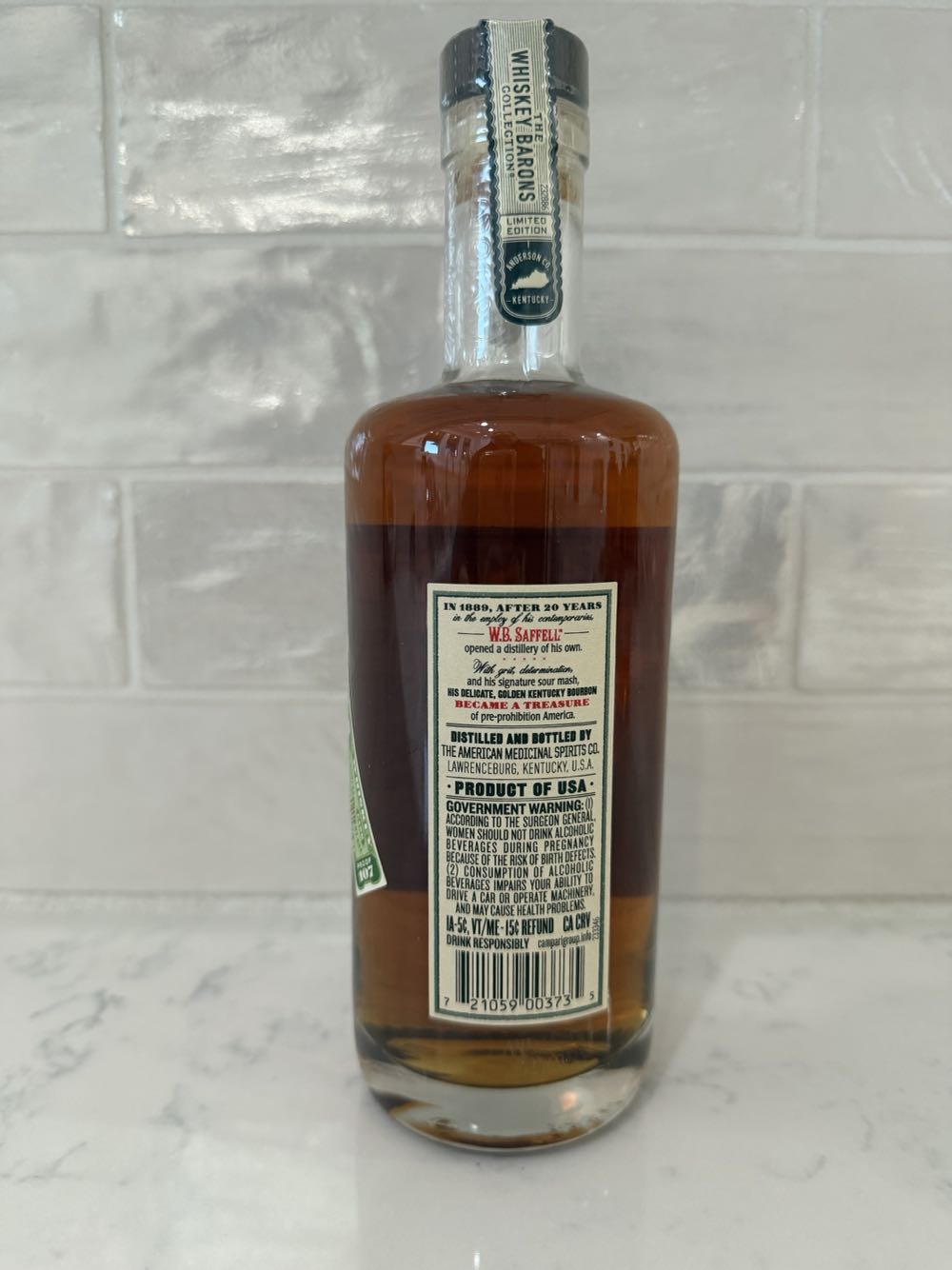 Wb Saffell Straight Bourbon Whiskey 375ml - Wild Turkey Distilling Co. (375 mL) alcohol collectible [Barcode 721059003735] - Main Image 2