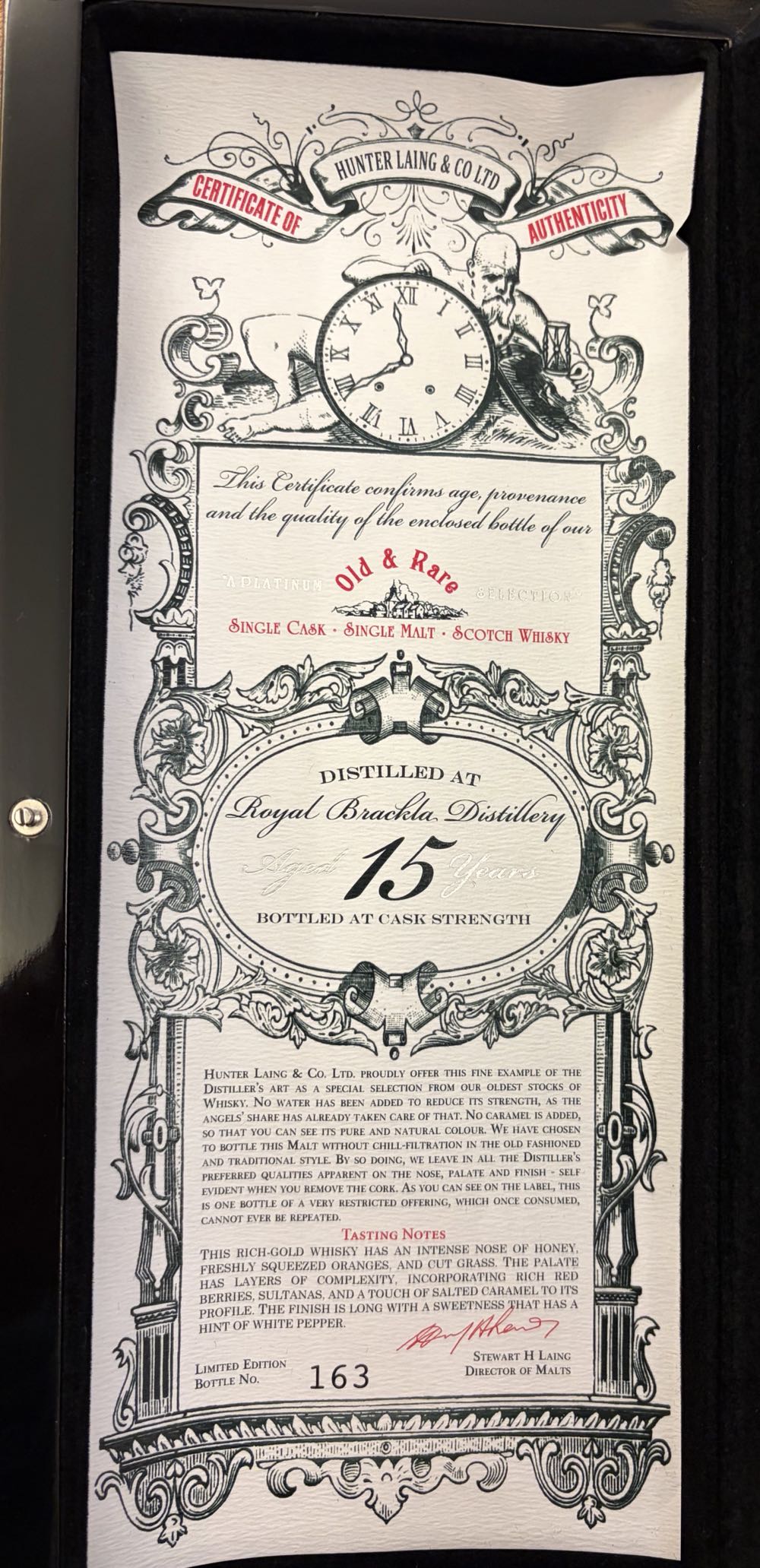 ROYAL BRACKLA 15y Hunter Laing’s Old & Rare Single Malt Scotch Whisky - Royal Brackla Distillery (700 mL) alcohol collectible [Barcode 5060354287538] - Main Image 3