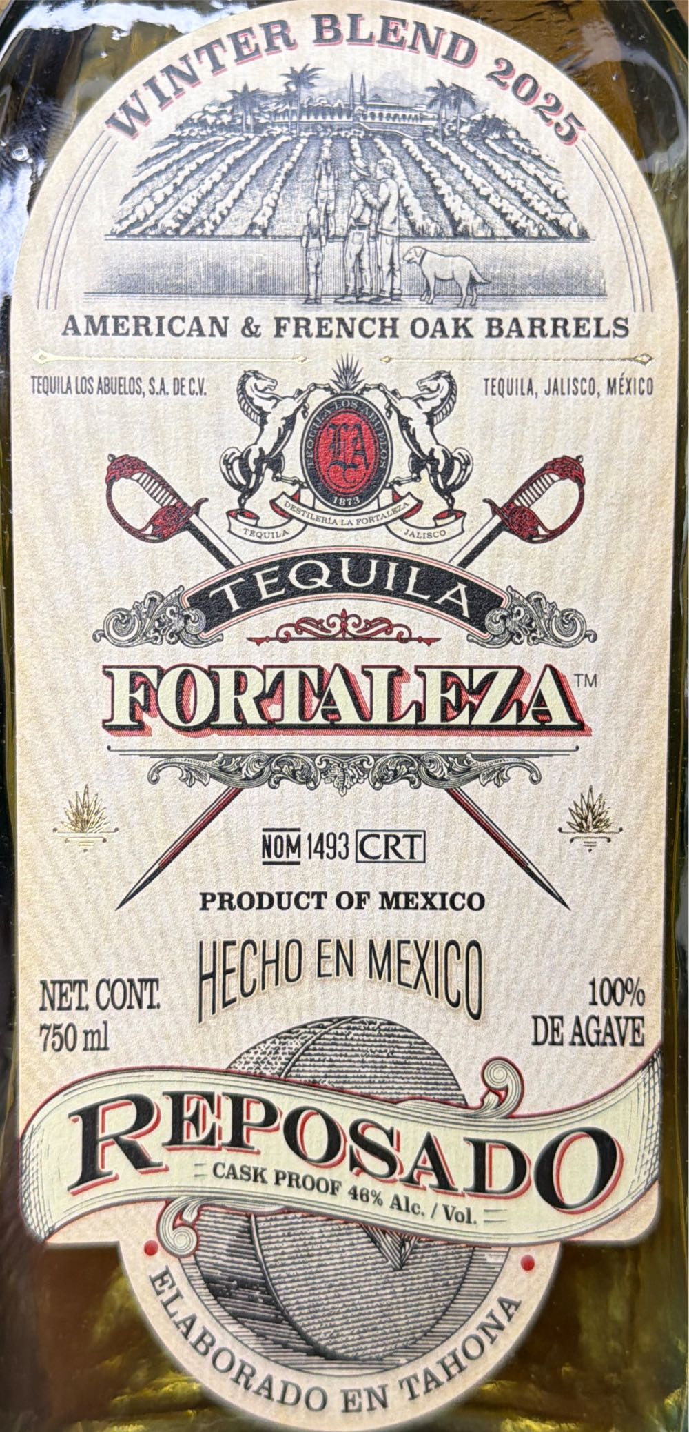 Fortaleza Winter Blend Reposado - Tequila Los Abuelos, S.A. de C.V. (750 mL) alcohol collectible [Barcode 7502221966781] - Main Image 2