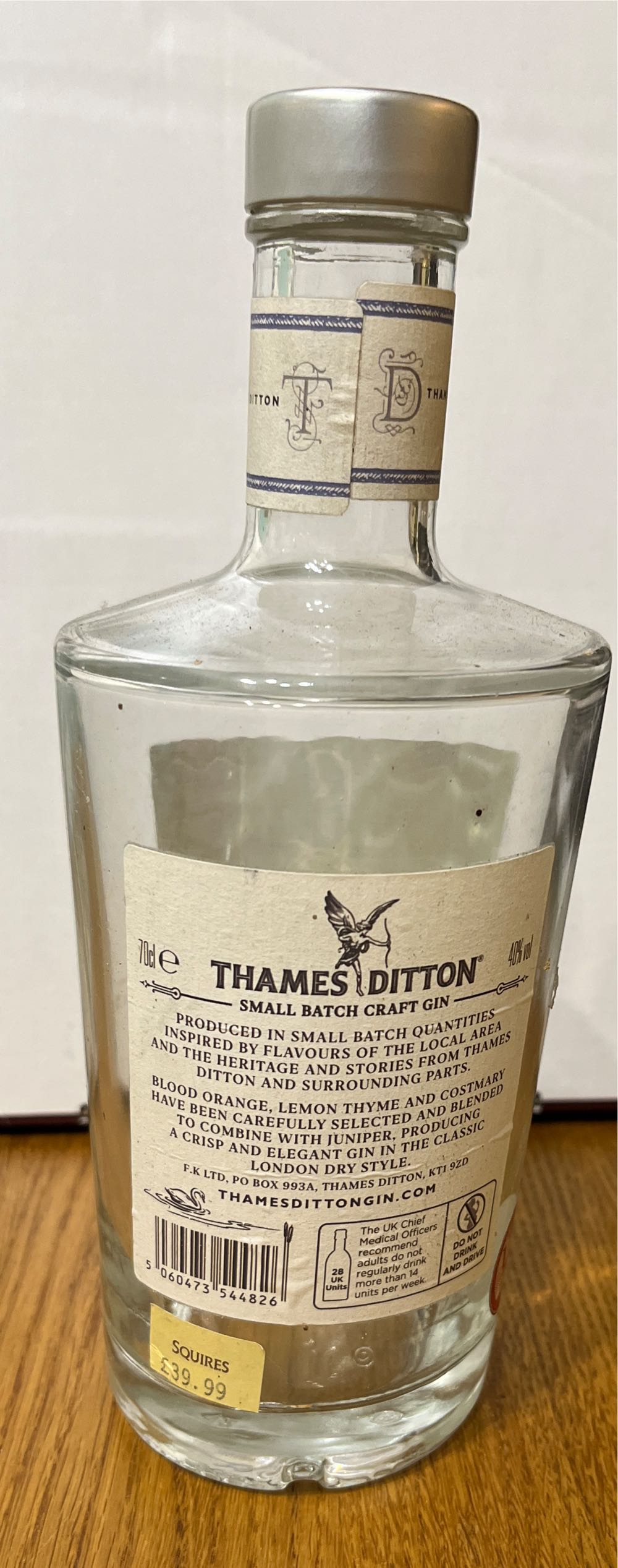 Thames Ditton Gin Batch 09 - Thames Ditton Gin (700 mL) alcohol collectible [Barcode 5060473544826] - Main Image 2