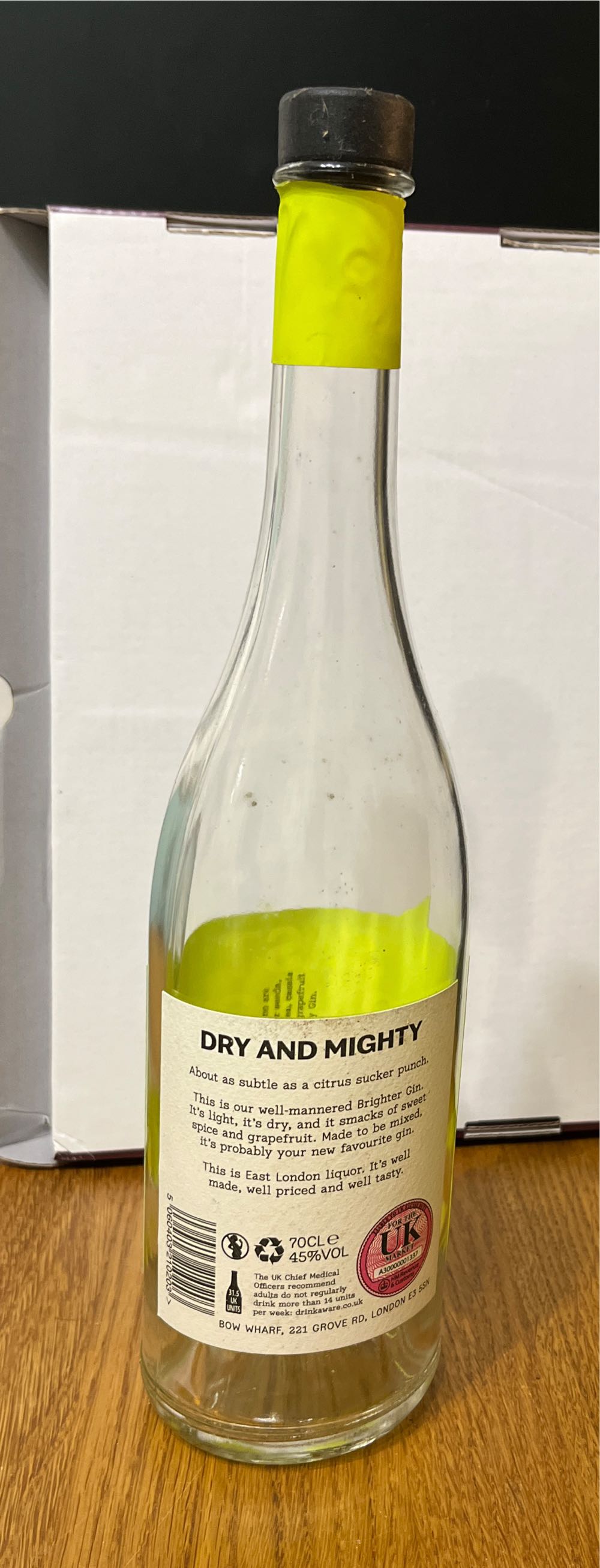 East London Brighter Gin - East London Liquor Co. Ltd. (700 mL) alcohol collectible [Barcode 5060403210203] - Main Image 2
