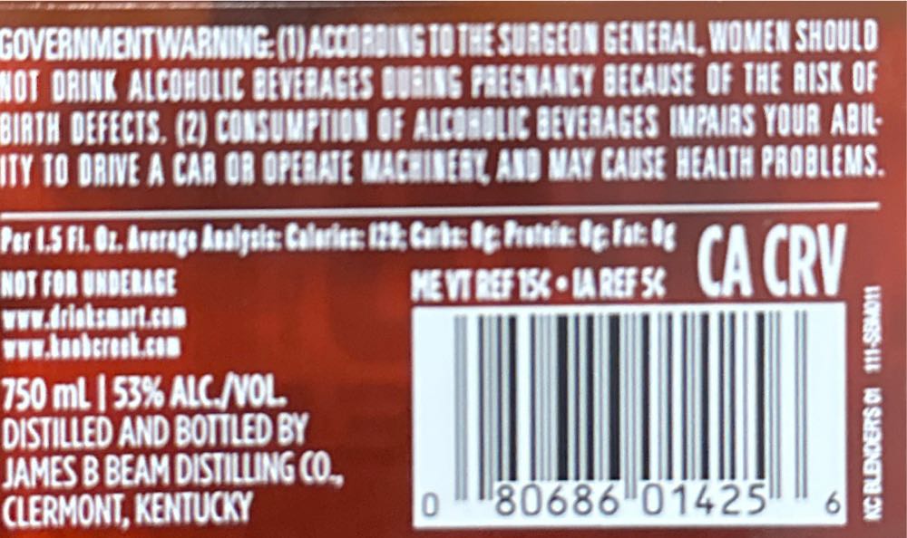 Knob Creek Blender’s 1 Edition 10 Year Bourbon - James B Beam Distilling Co (750 mL) alcohol collectible [Barcode 080686014256] - Main Image 4