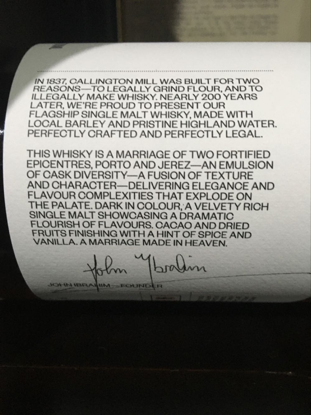 Callington Mill Fusion Reviews Single Tasmanian Malt Whisky Port & Sherry Casks  (700 mL) alcohol collectible [Barcode 9358924000233] - Main Image 4