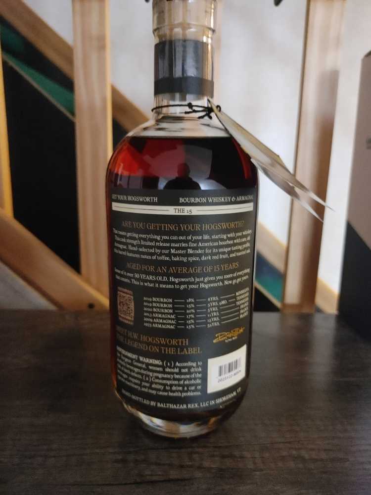 Whole Hogsworth Barrel Select The 15 - Bottled By Balthazar Rex Shoreham Vt (750 mL) alcohol collectible [Barcode 810103255036] - Main Image 2