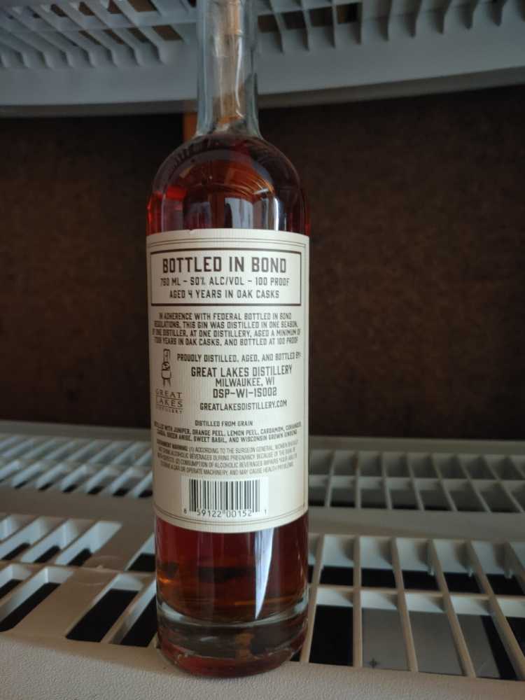 Rehorst Barrel Aged Gin Bottled In Bond  - Great Lakes Distillery (750 mL) alcohol collectible [Barcode 859122001521] - Main Image 2