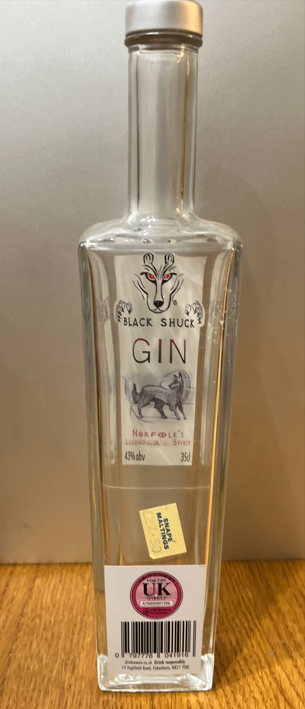 Black Shock Gin - Black Shuck Distillery (350 mL) alcohol collectible [Barcode 797776041916] - Main Image 2