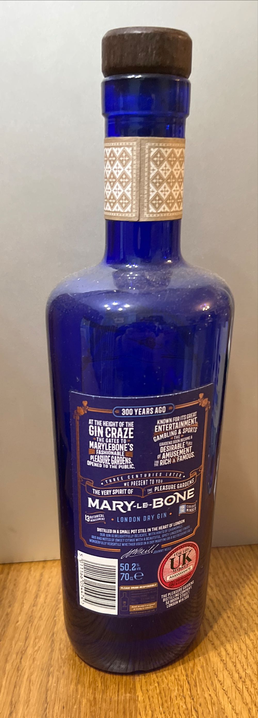 Gin Marylebone London Dry Gin - The Pleasure Gardens Distilling Company (700 mL) alcohol collectible [Barcode 5011166054474] - Main Image 2