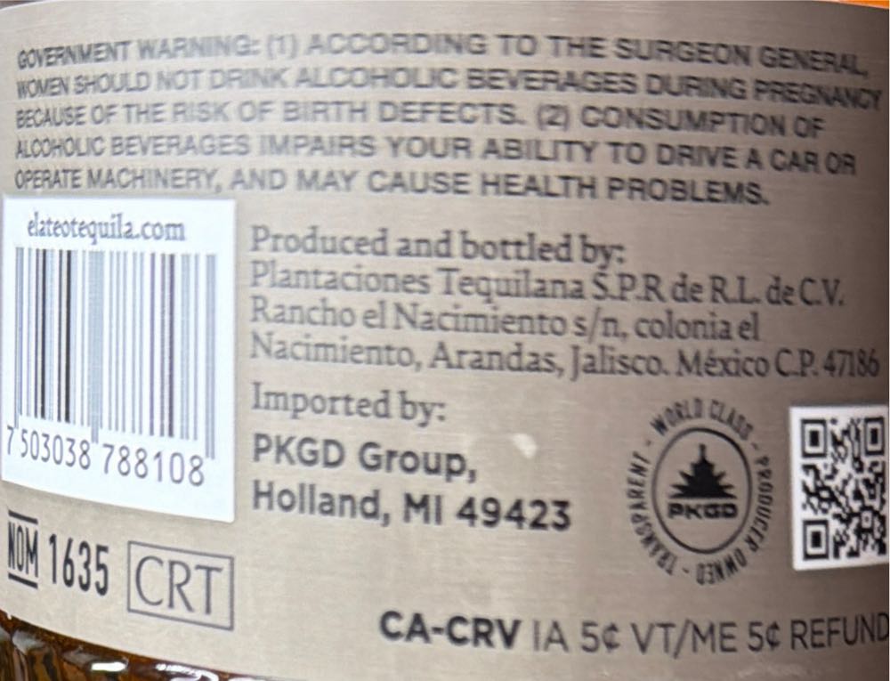 El Ateo Tequila - Plantaciones Tequilana (750 mL) alcohol collectible [Barcode 7503038788108] - Main Image 3