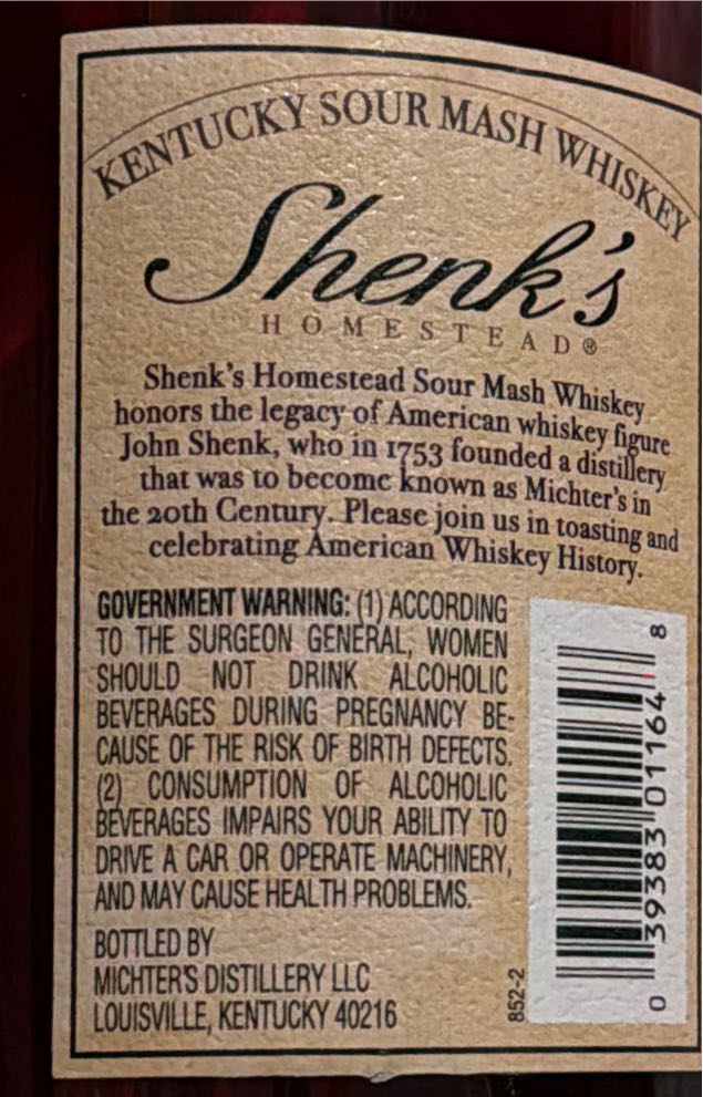 Shenk’s Homestead 2022 Release  alcohol collectible [Barcode 039383011648] - Main Image 2