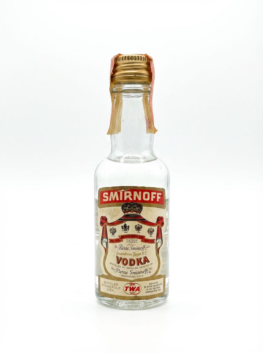 Smirnoff Vodka (TWA Bottled Exclusively) - Smirnoff (vodka brand; bottle labeled ’Bottled exclusively for TWA’) alcohol collectible - Main Image 2