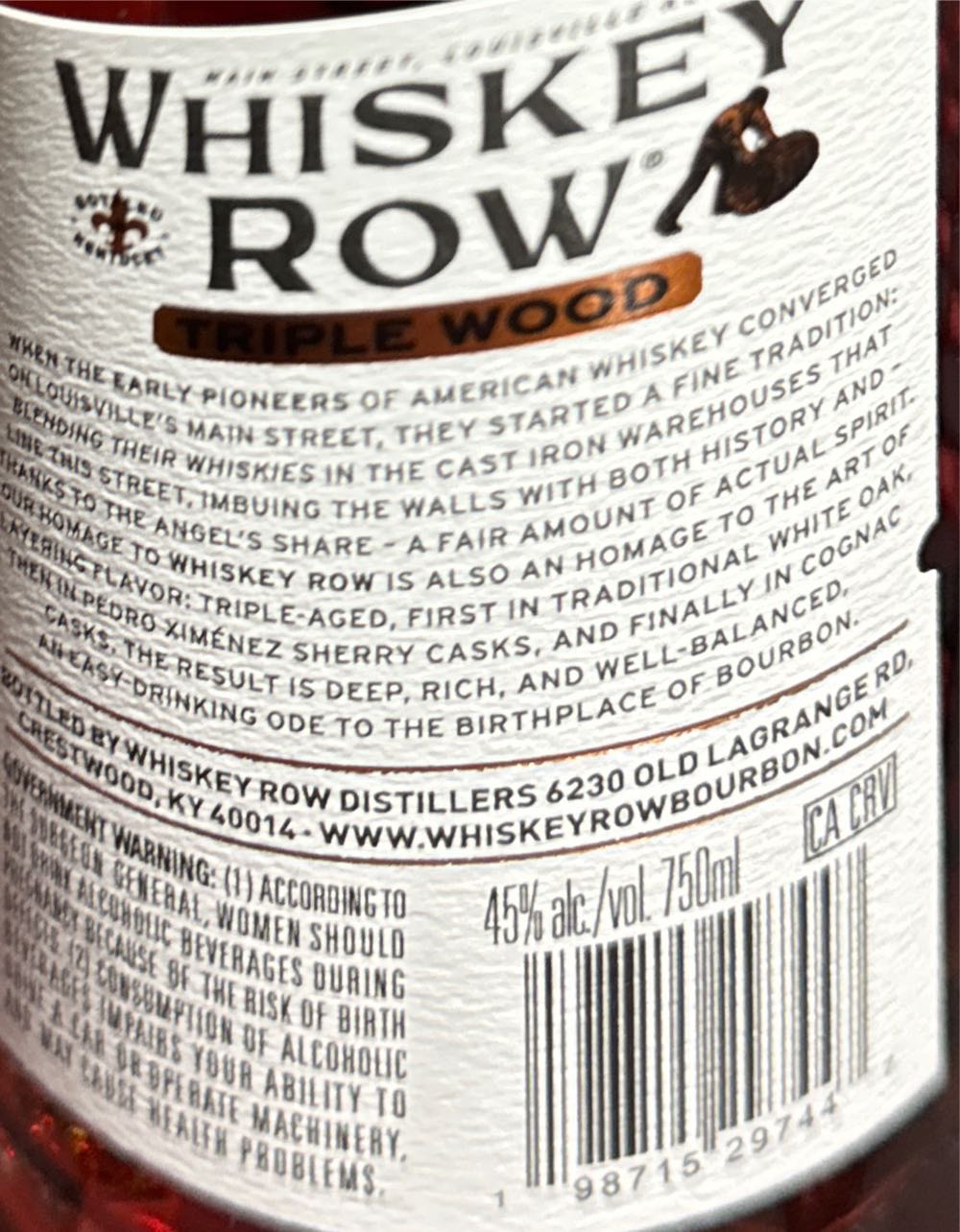Whiskey Row Triple Wood - Whiskey Row Distillers (750 mL) alcohol collectible [Barcode 198715297447] - Main Image 2