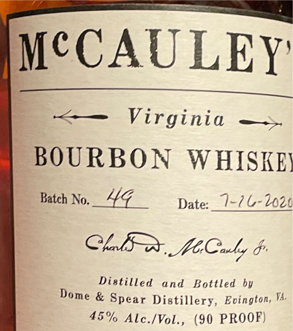 McCauley’s Virginia Bourbon