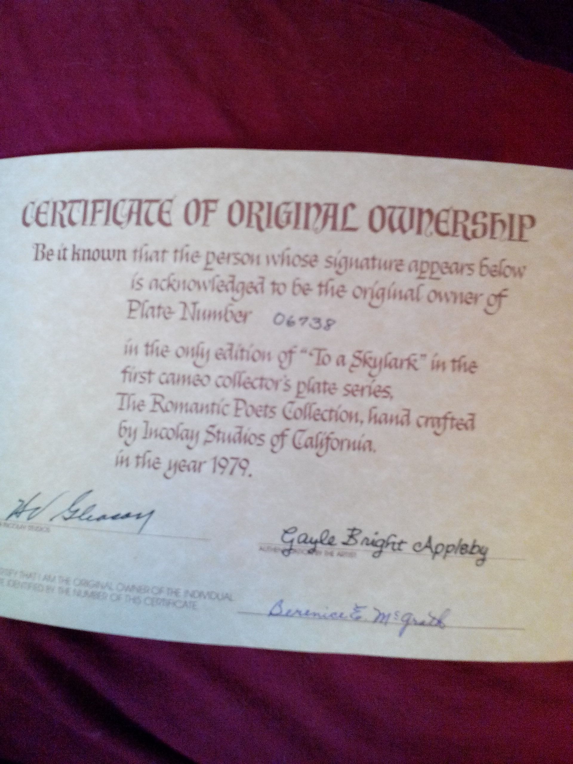 "To a Skylark” plate - Gayle Bright art collectible - Main Image 2