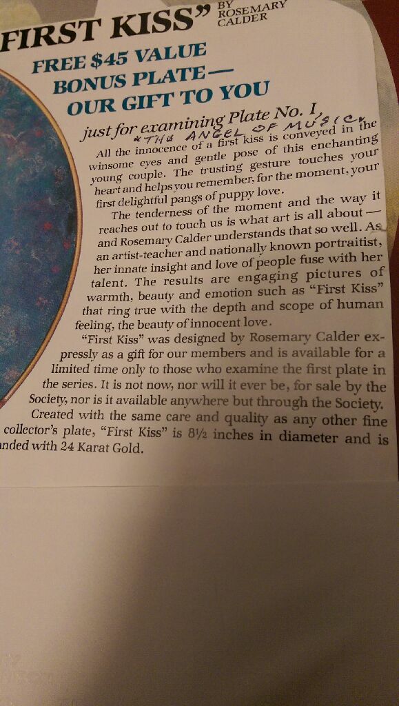 "First Kiss” plate - Rosemary Calder art collectible - Main Image 2