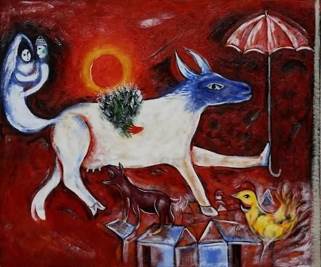 Cow With Parasol - Marc Chagall art collectible - Main Image 1