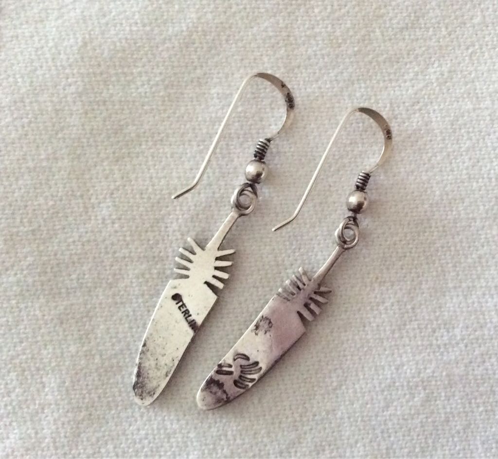 Feather Earrings - Willis Humeyestewa art collectible - Main Image 2