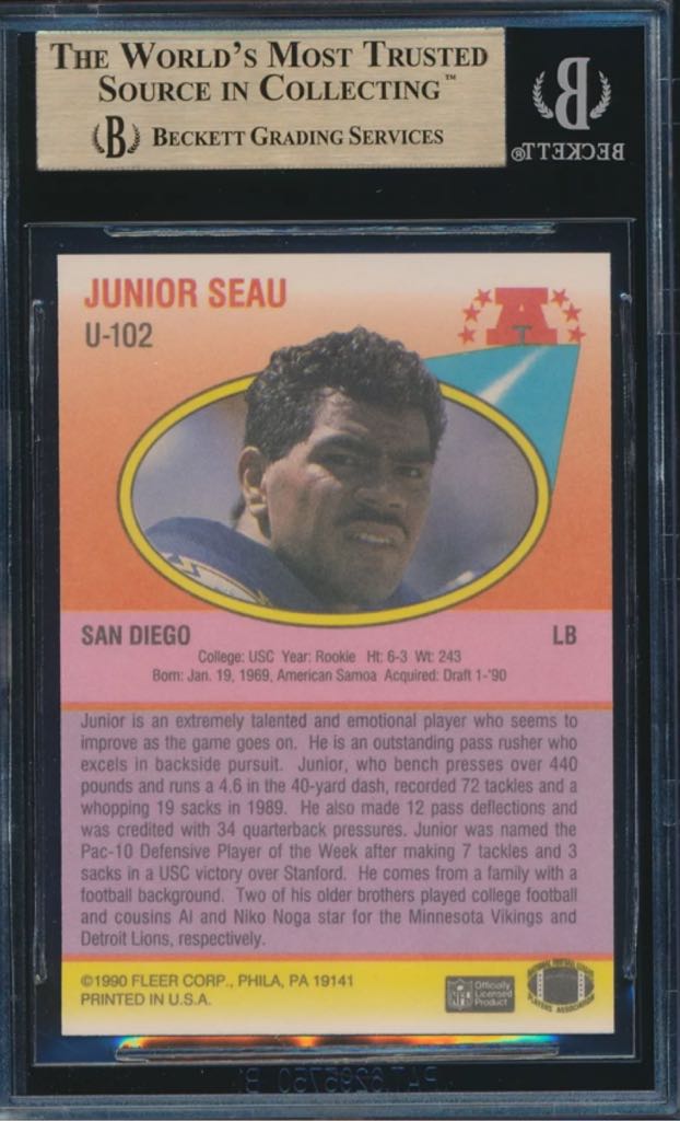 1990 Fleer Update Junior Seau (9.5) - Fleer art collectible - Main Image 2
