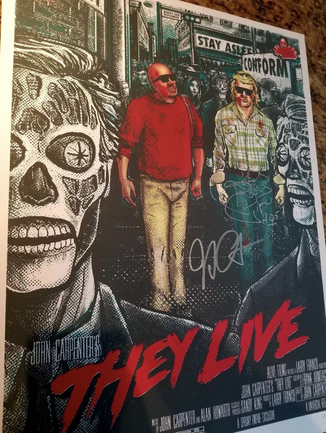They Live Event Poster Signed by Artist, Roddy Piper & John Carpenter #13/100 - David Berns art collectible - Main Image 2