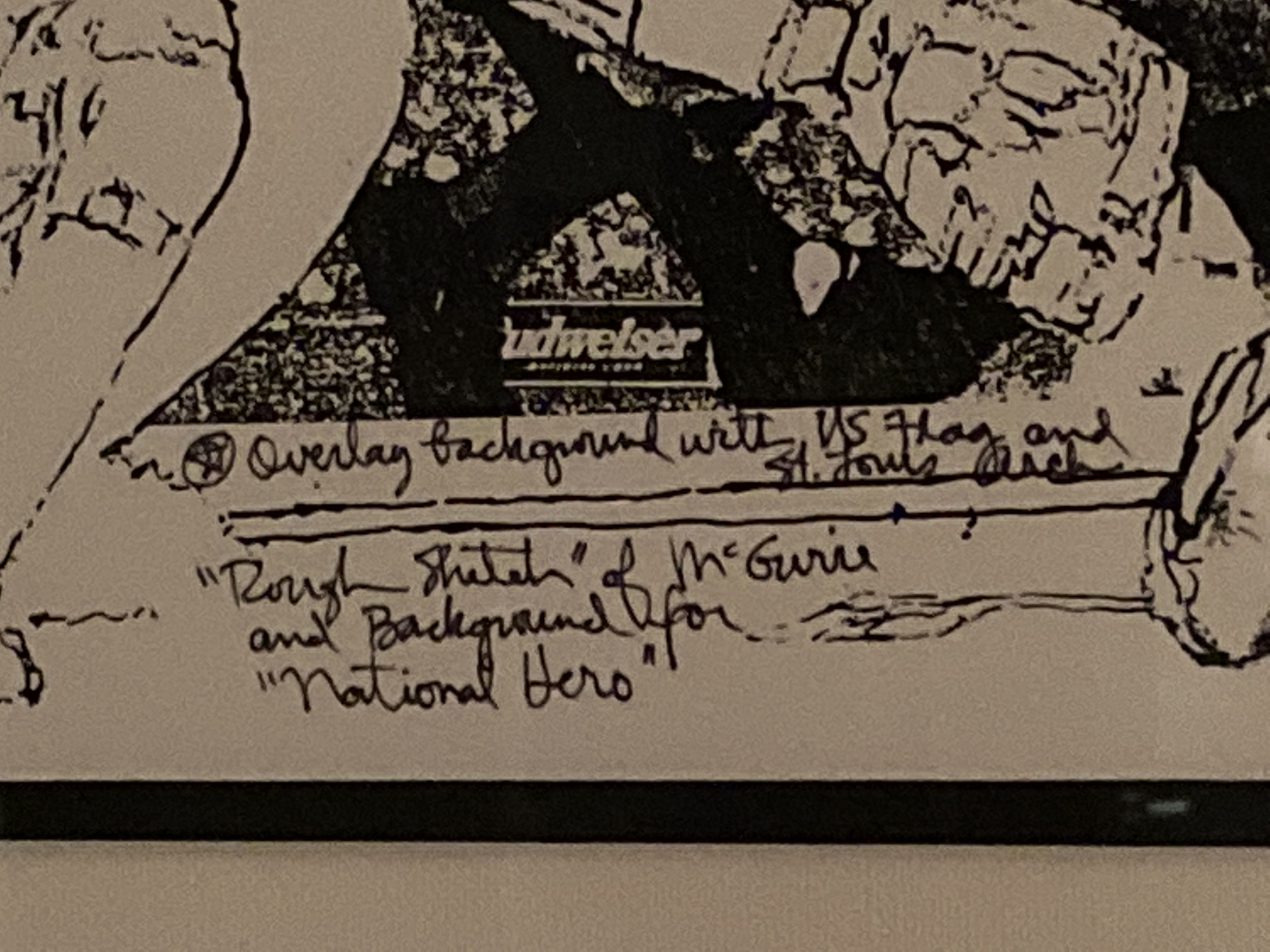 Rough Sketch Of Mark McWire And Background For National Hero - Rick Rush art collectible - Main Image 2