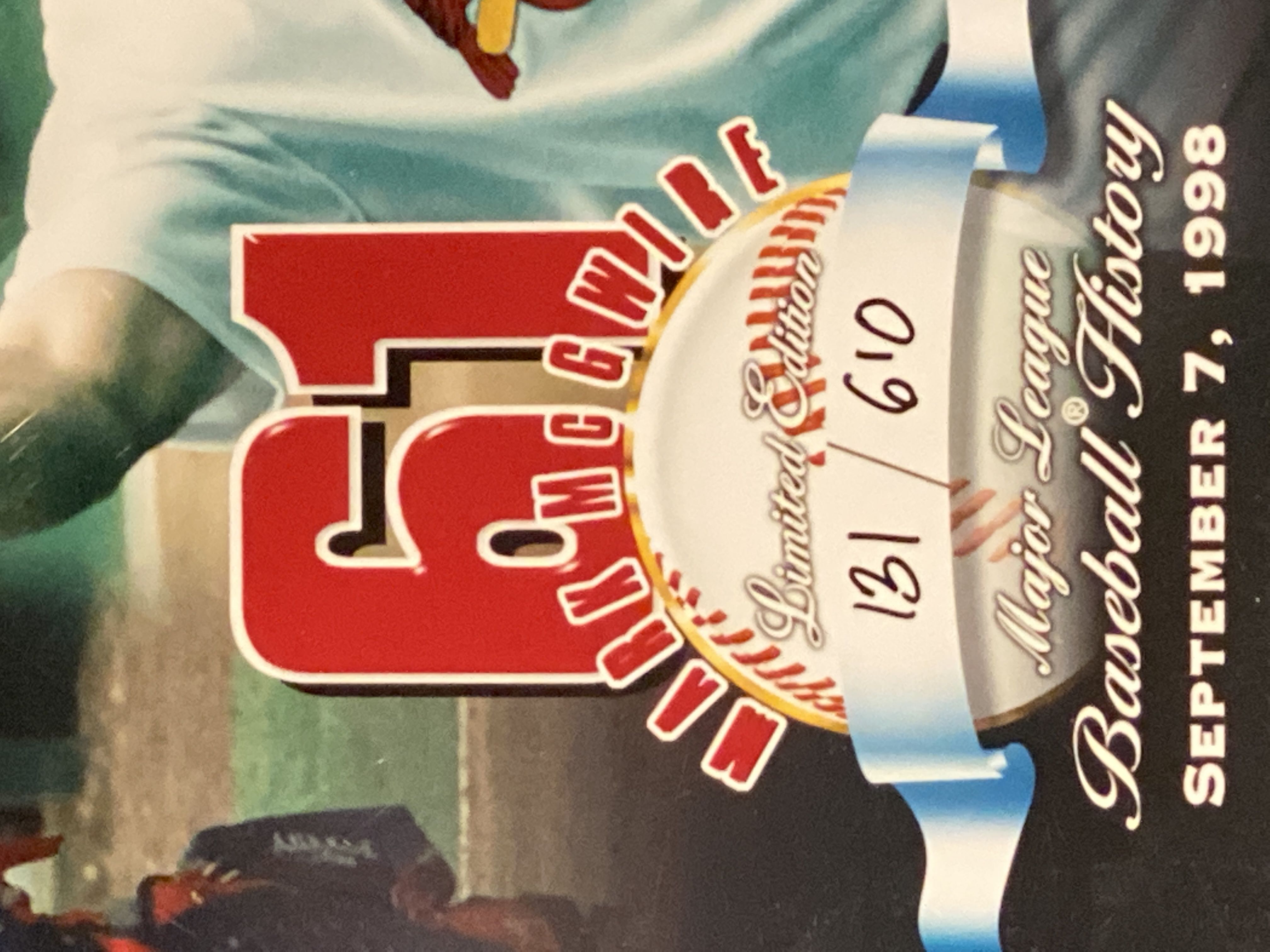 Mark McGwire 61 - MLB History Sept 7, 1998  art collectible - Main Image 2