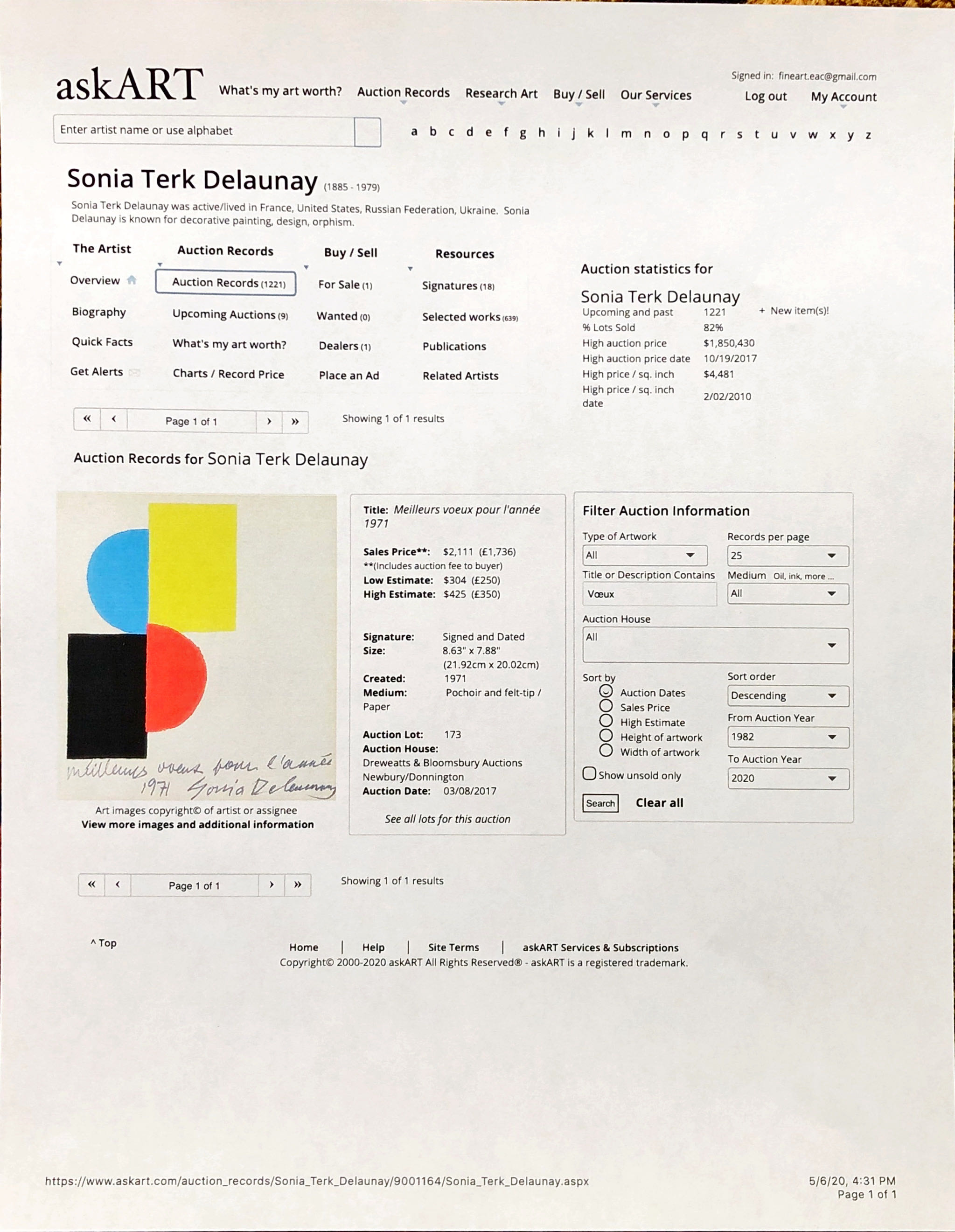 Meilleurs Voeux 1971 - Sonia Delaunay art collectible - Main Image 4